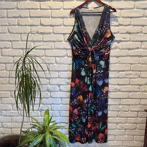 Sleeveless Maxi Dress with Colorful Butterfly Pattern